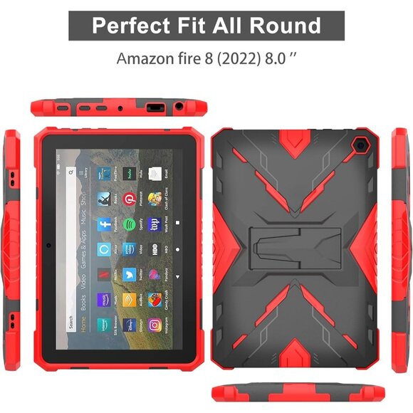 Case for Amazon Fire 8 / 8 Plus tablet 2022 Release 12th Gen Kickstand Armor - Picture 4 of 6